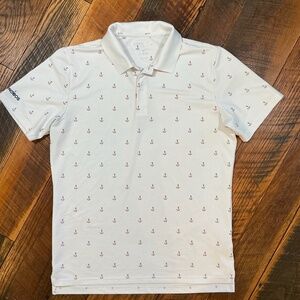 Bonobos Golf Performance Polo White Anchor Print Shirt Men’s Size Medium